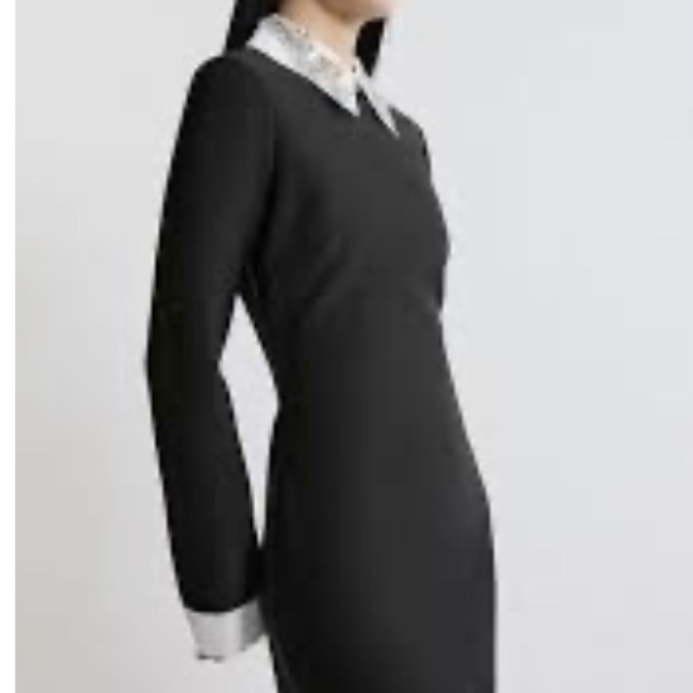 KarenMillen Figure Form Bandage Embellished Collar Knit Mini Dress